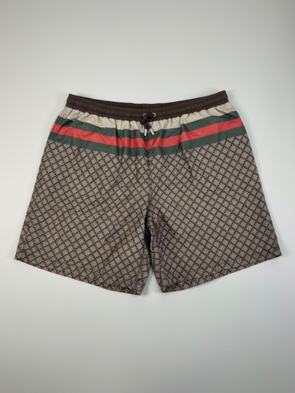 Gucci Men's GG Diamante Jacquard Swim Trunks Brown XS NWT Italy